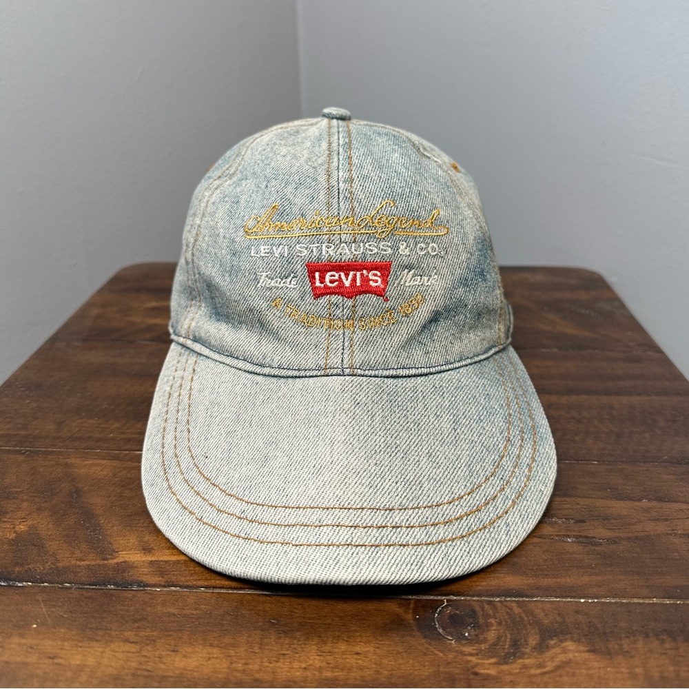 Vintage 90s Levi's American Legend Levi Strauss & Co Faded Denim Jean Hat Cap